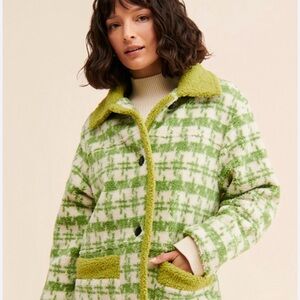 Lisa Says Gah m/l Patterned Monique Sherpa Coat - Cozy Button Front Jacket